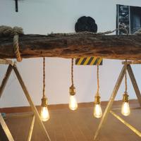 Lampadario di legno marino lungo 180cm