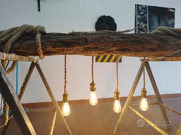 Lampadario di legno marino lungo 180cm