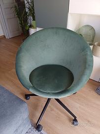 Sedia da scrivania rotonda velluto verde