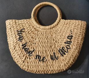 BORSA a mano di PAGLIA rattan con manico rotondo