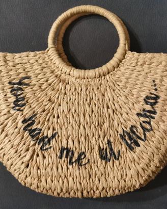 BORSA a mano di PAGLIA rattan con manico rotondo