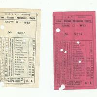1953 due biglietti a-r-autobus basso mantovano