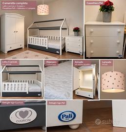 Cameretta montessori+armadio+cassettiera+materasso