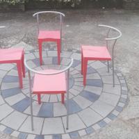 Set 4 sedie Kartell rosse vintage