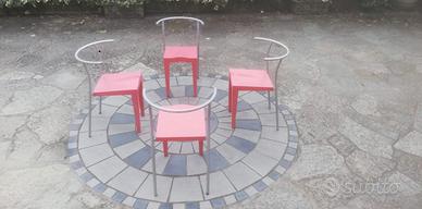 Set 4 sedie Kartell rosse vintage