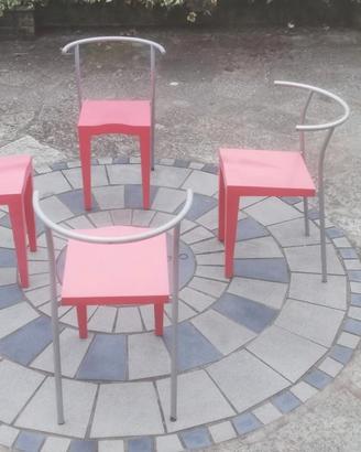 Set 4 sedie Kartell rosse vintage