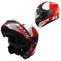Casco modulare moto smk rosso visiera parasole