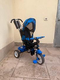 Triciclo a Pedali Blu con Sedile Imbottito