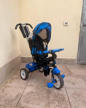 Triciclo a Pedali Blu con Sedile Imbottito