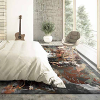 Tappeto moderno stampato lavabile grigio/rosso