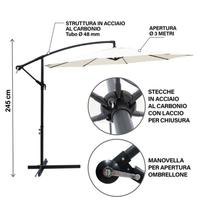Ombrellone da giardino decentrato 3 Metri Tondo