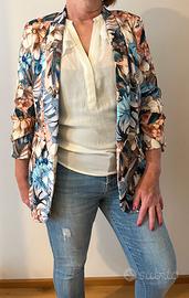 Blazer donna floreale elegante taglia unica