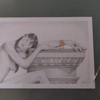 Disegno originale a matita e pastelli