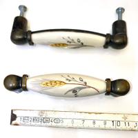 11 maniglie cucina ottone porcellana e spiga 96mm
