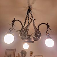 Lampadario in ferro battuto