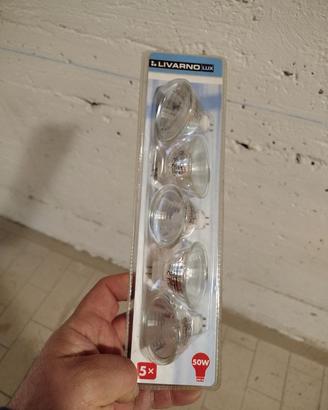 5 faretti - lampadine alogene 50W MR16 NUOVI