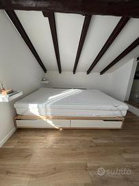 Letto Ikea Mandal 140x200 - legno e bianco