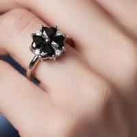 anello fiore nero 