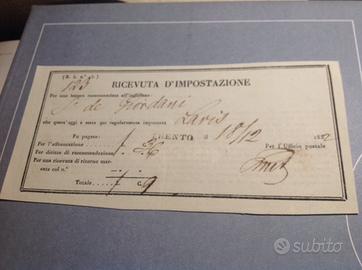 Ricevuta d'impostazione poste lombardo venete 1852