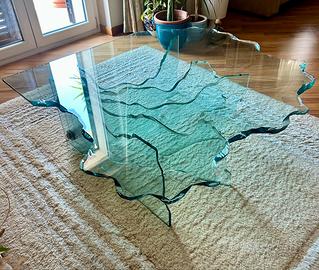 Elegante tavolino di lusso in cristallo 120x120