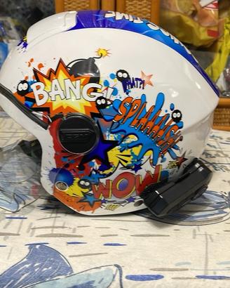 Casco jet cgm  comics time con interfono