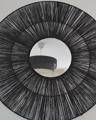 specchio decorativo  in rattan