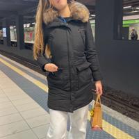 Piumino Woorich talia XS blu marino qusi nero