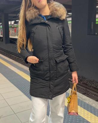 Piumino Woorich talia XS blu marino qusi nero