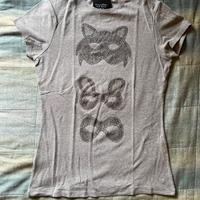 T-shirt Zara donna grigia con maschere carnevale