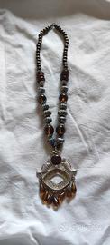 Collana etnica vintage con ciondolo a pesci e pend
