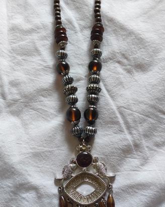 Collana etnica vintage con ciondolo a pesci e pend