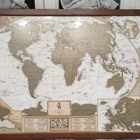 Mappa del mondo da grattare con cornice legno 