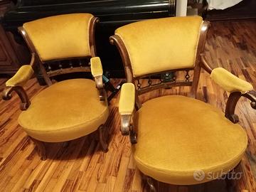 2 poltroncine velluto giallo 