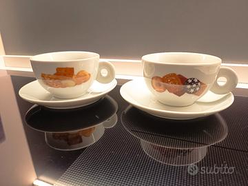 coppia di tazzoni villa d'Este bianchi con disegno