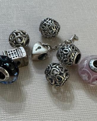 Lotto 8 charm Pandora argento 925 | Vetro Murano