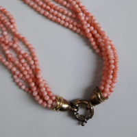 Collana torchon girocollo vintage corallo rosa