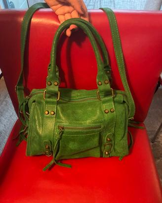 borsa in pelle effetto camoscio le corone