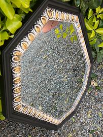 Specchio ottagonale vintage cornice nera e oro