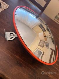 Specchio convesso industriale vintage arancio da50