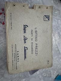 Piaggio vespa ape moscone listino prezzi 1957