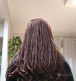 Parrucca con trecce colore mogano