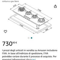 Piano cottura a gas da incasso fuochi in linea