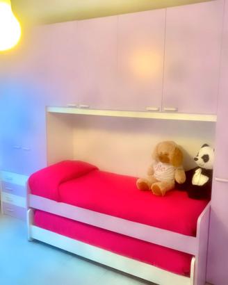 CAMERETTA COLOMBINI PER 2 BAMBINE BIANCA/ORCHIDEA