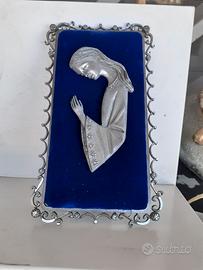 quadretto-icona peltro e velluto  