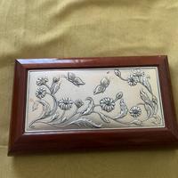 Portagioielli vintage in lastra di argento e legno