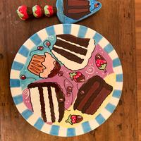 Set ceramica Alzata/ piatto con tagliatorta