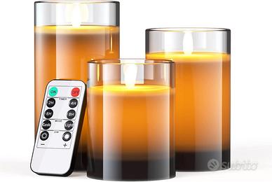 3 pezzi Candele tremolanti a colonna a LED
