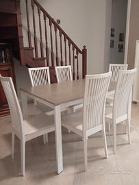 Tavolo e sedie Calligaris bianchi e tortora