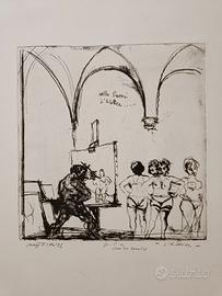 Walter Piacesi - L'atelier - Acquaforte 1973