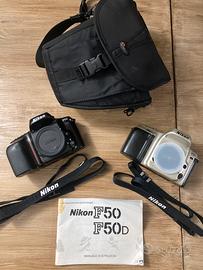2 x Nikon F50 perfette + custodia e manuale